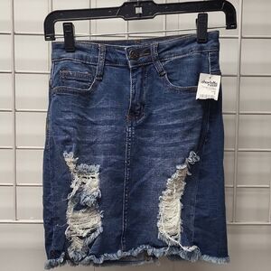 NWT, Machine Jeans Distressed Denim Skirt, Small